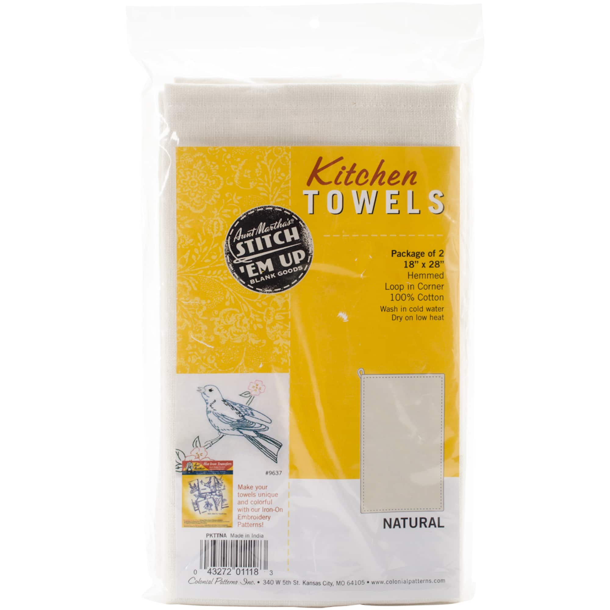 Aunt Martha's Stitch 'Em Up Natural Kitchen Towels